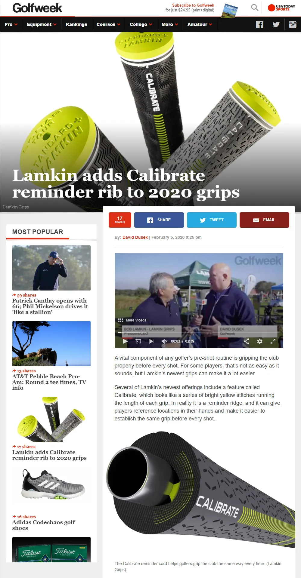 Lamkin Featured in GolfWeek